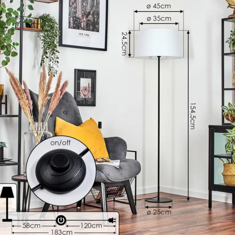 Lampes En Tissu-hofstein Bassagoda Lampadaire Noir, 1 lumière