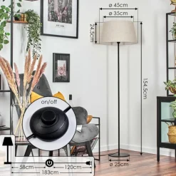 Lampes En Tissu-hofstein Bassagoda Lampadaire Noir, 1 lumière