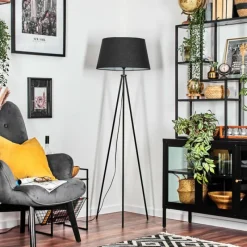 Lampes En Tissu-hofstein Bassagoda Lampadaire Noir, Blanc, 1 lumière