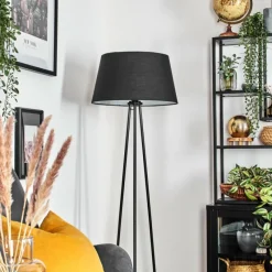 Lampes En Tissu-hofstein Bassagoda Lampadaire Noir, Blanc, 1 lumière