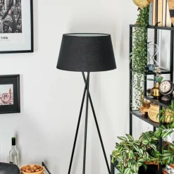 Lampes En Tissu-hofstein Bassagoda Lampadaire Noir, Blanc, 1 lumière