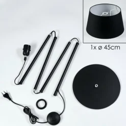 Lampes En Tissu-hofstein Bassagoda Lampadaire Noir, Blanc, 1 lumière