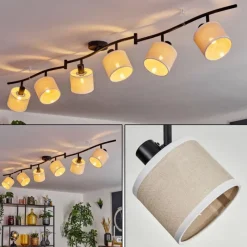 Lampes En Tissu-hofstein Bassagoda Plafonnier beige, Blanc, 6 lumières