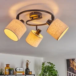 Lampes En Tissu-hofstein Bassagoda Plafonnier Noir, 3 lumières