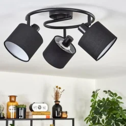 Lampes En Tissu-hofstein Bassagoda Plafonnier Noir, 3 lumières