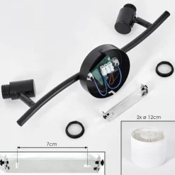 Lampes En Tissu-hofstein Bassagoda Plafonnier Noir, 2 lumières