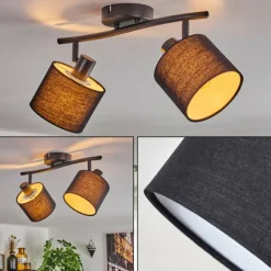 Lampes En Tissu-hofstein Bassagoda Plafonnier Noir, 2 lumières