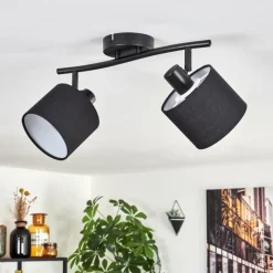 Lampes En Tissu-hofstein Bassagoda Plafonnier Noir, 2 lumières