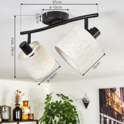 Lampes En Tissu-hofstein Bassagoda Plafonnier Noir, 2 lumières