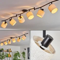 Lampes En Tissu-hofstein Bassagoda Plafonnier Noir, 6 lumières