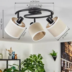 Lampes En Tissu-hofstein Bassagoda Plafonnier Noir, 3 lumières