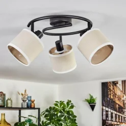 Lampes En Tissu-hofstein Bassagoda Plafonnier Noir, 3 lumières