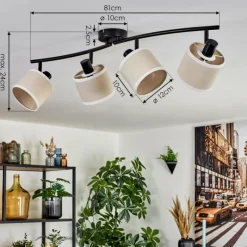 Lampes En Tissu-hofstein Bassagoda Plafonnier Noir, 4 lumières