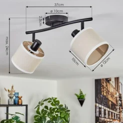 Lampes En Tissu-hofstein Bassagoda Plafonnier Noir, 2 lumières