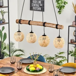 hofstein Basto Suspension, Boule lumineuse, Suspension Écru, Noir, 4 lumières