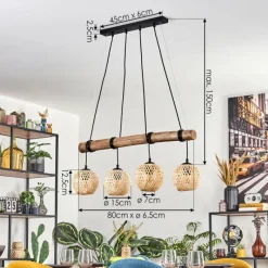 hofstein Basto Suspension, Boule lumineuse, Suspension Écru, Noir, 4 lumières