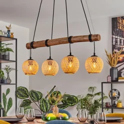 hofstein Basto Suspension, Boule lumineuse, Suspension Écru, Noir, 4 lumières