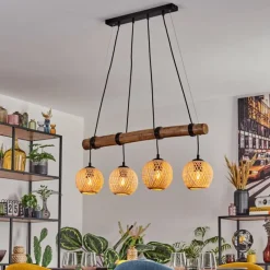 hofstein Basto Suspension, Boule lumineuse, Suspension Écru, Noir, 4 lumières
