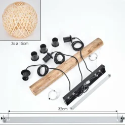 hofstein Basto Suspension, Boule lumineuse, Suspension Écru, Noir, 3 lumières