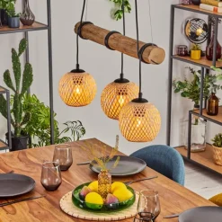 hofstein Basto Suspension, Boule lumineuse, Suspension Écru, Noir, 3 lumières