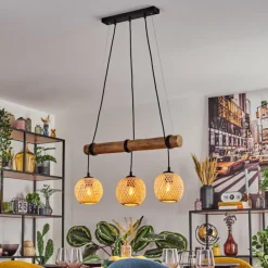 hofstein Basto Suspension, Boule lumineuse, Suspension Écru, Noir, 3 lumières