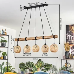 hofstein Basto Suspension, Suspension Écru, Noir, 5 lumières