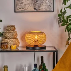 Luminaires Scandinaves-hofstein Bauro Lampe à poser 20 cm Noir, 1 lumière