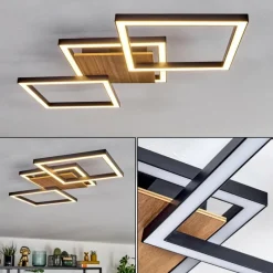 hofstein Bealo Plafonnier LED Couleur bois, Noir, 1 lumière