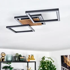 hofstein Bealo Plafonnier LED Couleur bois, Noir, 1 lumière