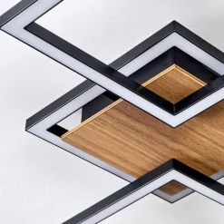 hofstein Bealo Plafonnier LED Couleur bois, Noir, 1 lumière