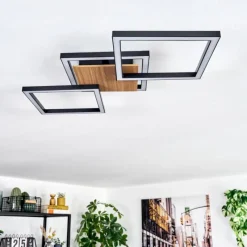 hofstein Bealo Plafonnier LED Couleur bois, Noir, 1 lumière