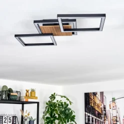 hofstein Bealo Plafonnier LED Couleur bois, Noir, 1 lumière