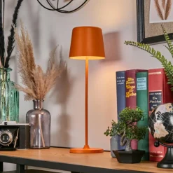 hofstein Belece Lampe de table d'extérieur, Lampe à poser LED Orange, 1 lumière