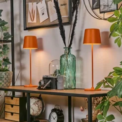 hofstein Belece Lampe de table d'extérieur, Lampe à poser LED Orange, 1 lumière