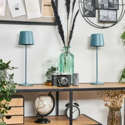 hofstein Belece Lampe de table d'extérieur, Lampe à poser LED Bleu, 1 lumière