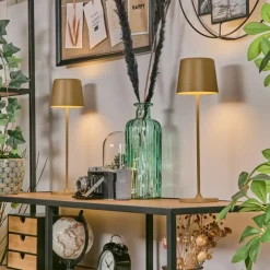 hofstein Belece Lampe de table d'extérieur, Lampe à poser LED Beige, 1 lumière