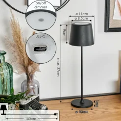 hofstein Belece Lampe de table d'extérieur, Lampe à poser LED Noir, 1 lumière