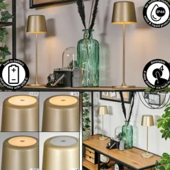 Lampes Dorées-hofstein Belece Lampe de table d'extérieur, Lampe à poser LED Or, 1 lumière