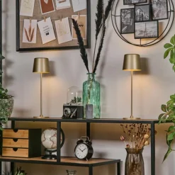 Lampes Dorées-hofstein Belece Lampe de table d'extérieur, Lampe à poser LED Or, 1 lumière