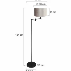 Lampes En Tissu-Luminaires Steinhauer Bella Lampadaire Noir, 1 lumière