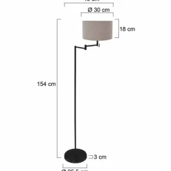 Lampes En Tissu-Luminaires Steinhauer Bella Lampadaire Noir, 1 lumière