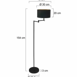 Lampes En Tissu-Luminaires Steinhauer Bella Lampadaire Noir, 1 lumière