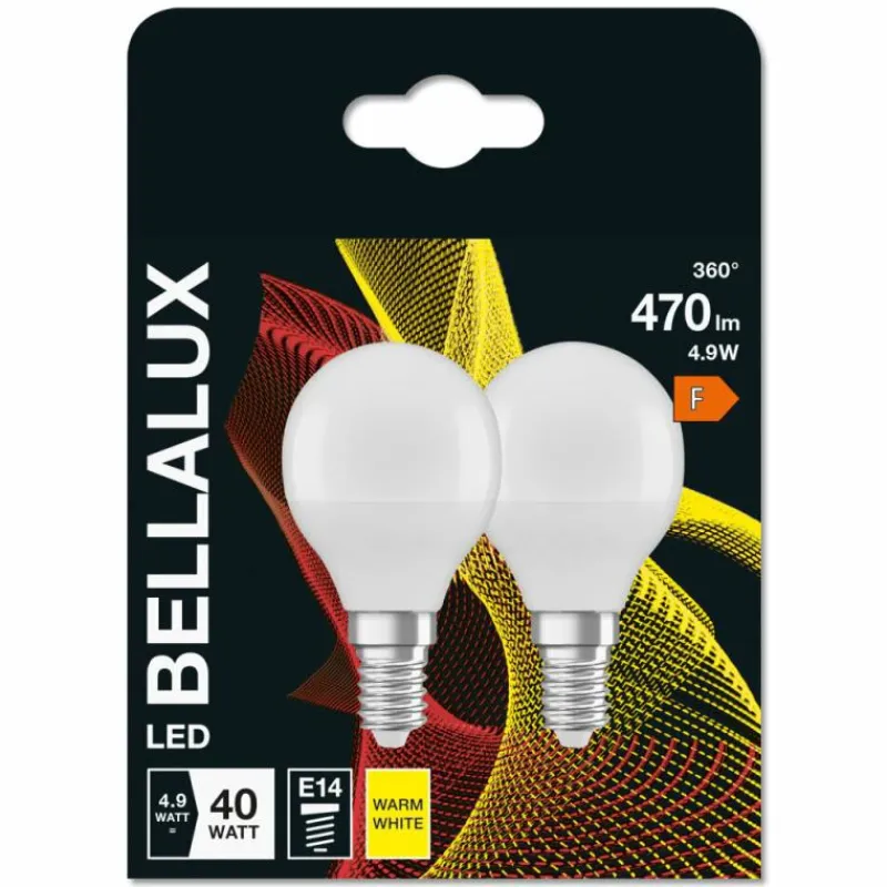 BELLALUX ® Lot de 2 LED E14 4,9 watt 2700 kelvin 470 lumen