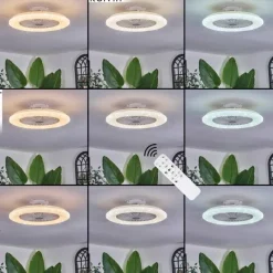 hofstein Benasal Plafonnier, Ventilateur de plafond lumineux Blanc, 1 lumière, Télécommandes