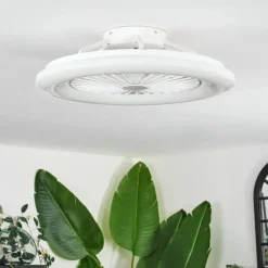 hofstein Benasal Plafonnier, Ventilateur de plafond lumineux Blanc, 1 lumière, Télécommandes