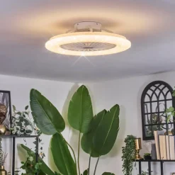 hofstein Benasal Plafonnier, Ventilateur de plafond lumineux Blanc, 1 lumière, Télécommandes