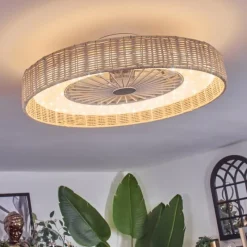 hofstein Benasal Plafonnier, Ventilateur de plafond lumineux Écru, Blanc, 1 lumière, Télécommandes