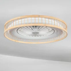 hofstein Benasal Plafonnier, Ventilateur de plafond lumineux Écru, Blanc, 1 lumière, Télécommandes