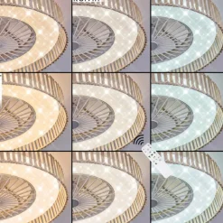 hofstein Benasal Plafonnier, Ventilateur de plafond lumineux Écru, Blanc, 1 lumière, Télécommandes