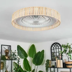 hofstein Benasal Plafonnier, Ventilateur de plafond lumineux Écru, Blanc, 1 lumière, Télécommandes